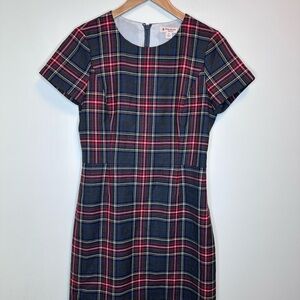 Brooks Brothers Plaid Short Sleeve Wool Dress